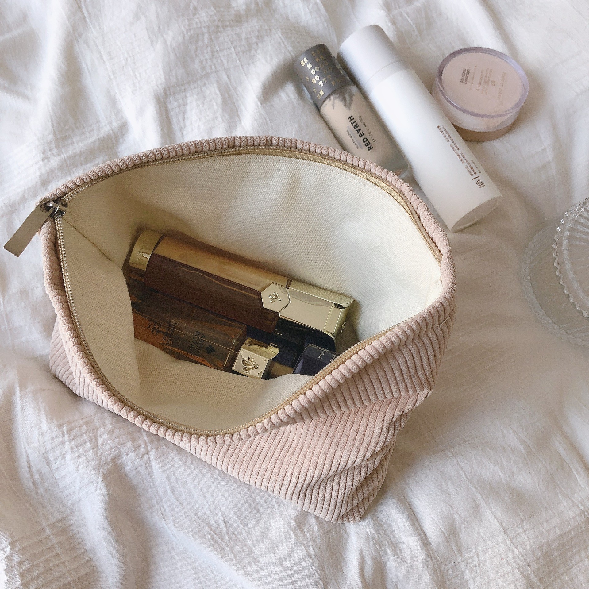 Khaki Color Cosmetic Bag