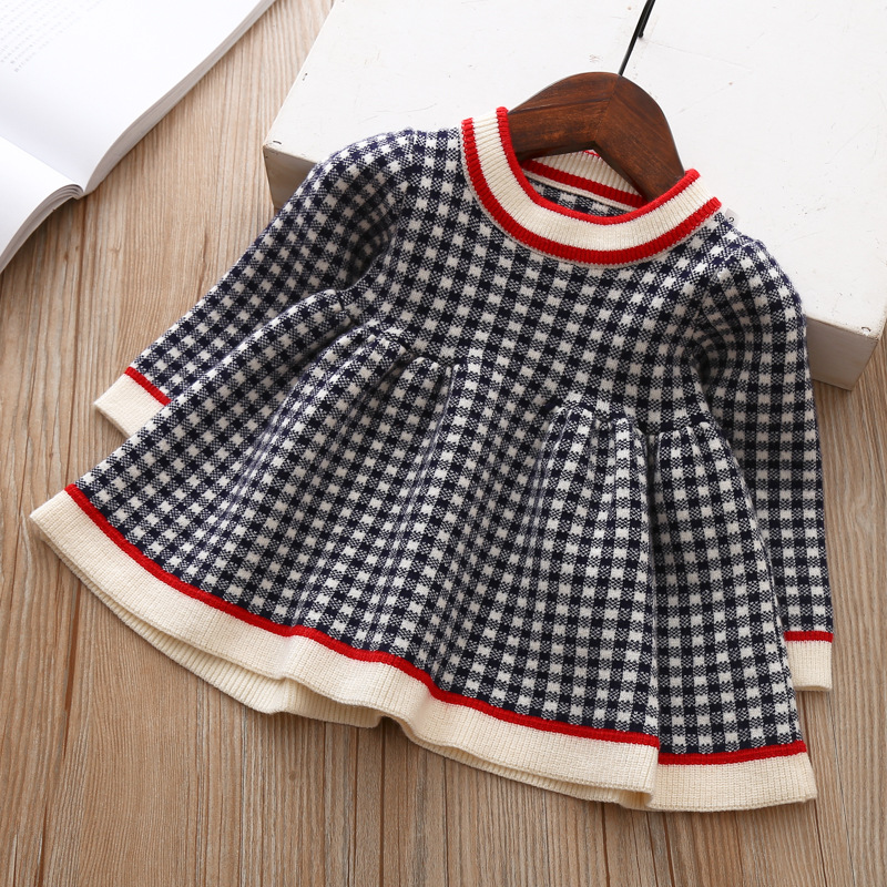 Girls' Plaid Sweater Dress