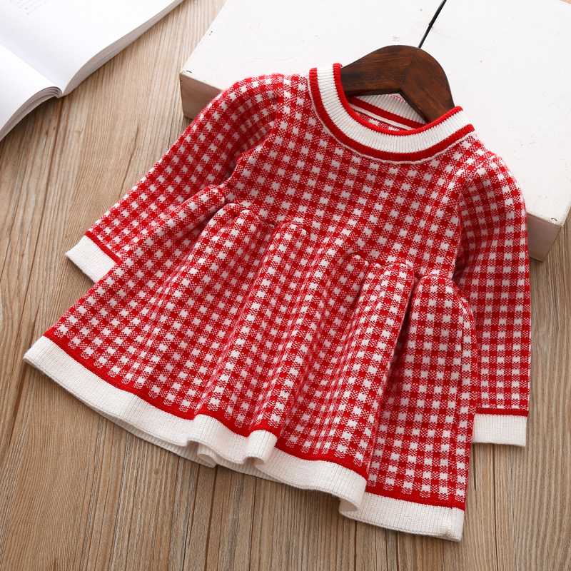 Girls' Plaid Sweater Dress
