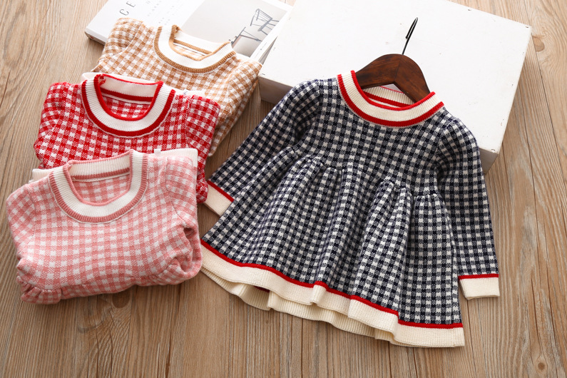 Girls' Plaid Sweater Dress