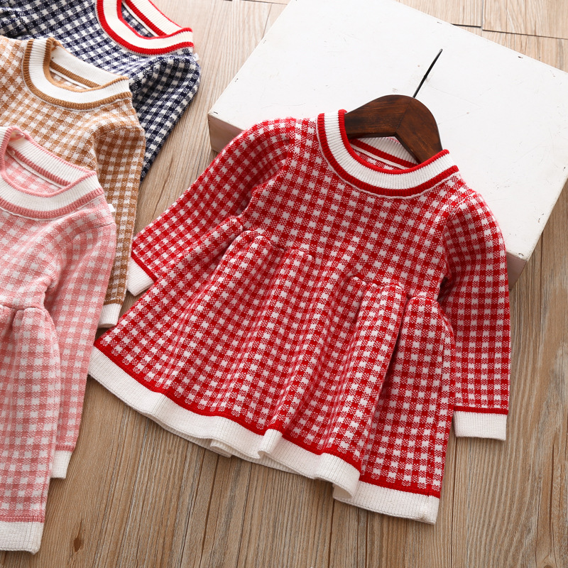 Girls' Plaid Sweater Dress