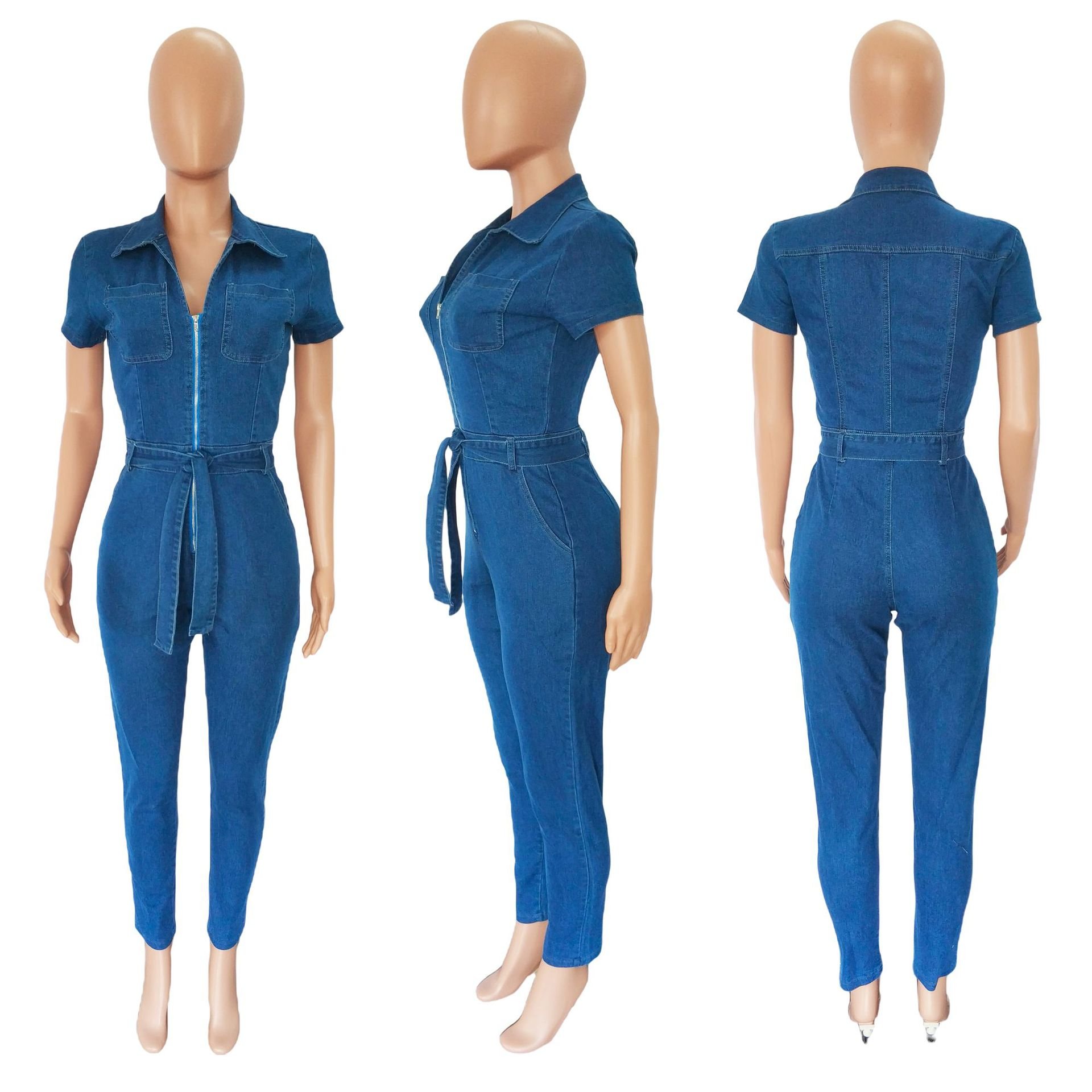 One-piece Denim Trousers Image 6