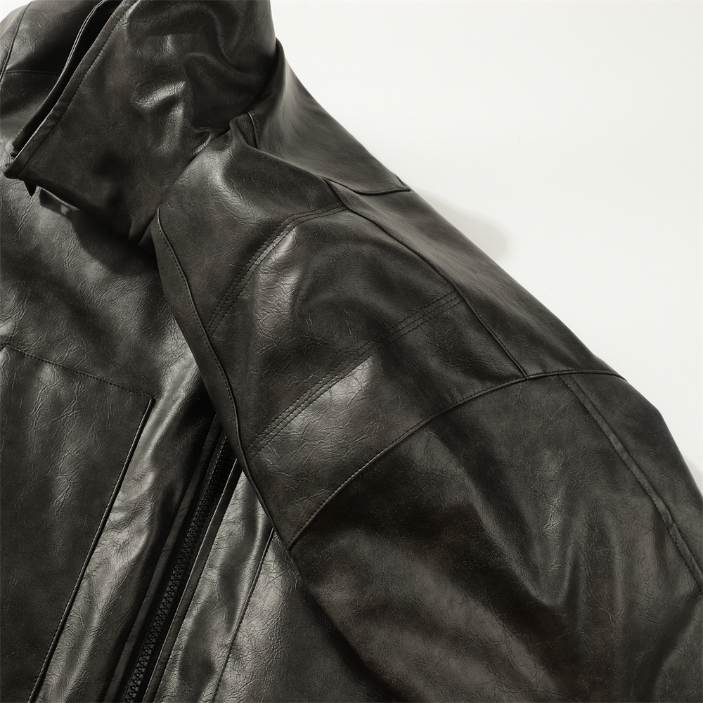 PU Leather Cotton Padded Coat 7
