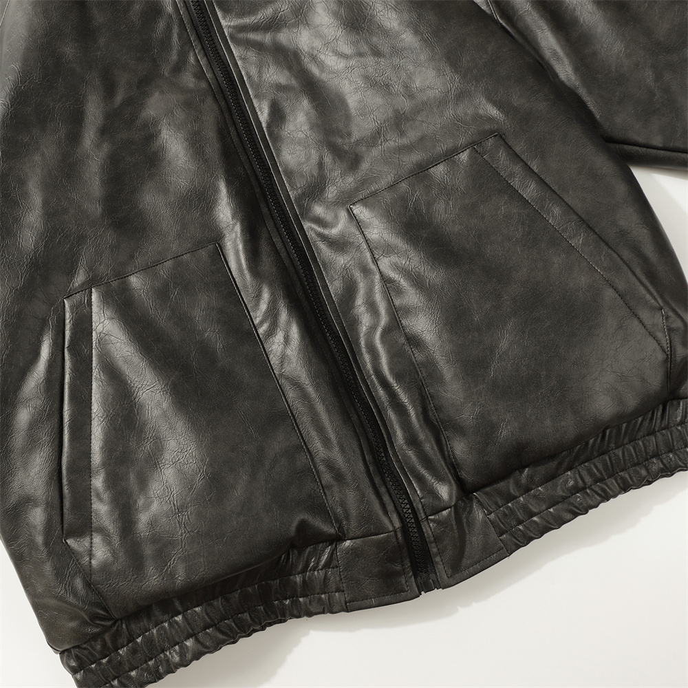 PU Leather Cotton Padded Coat 8