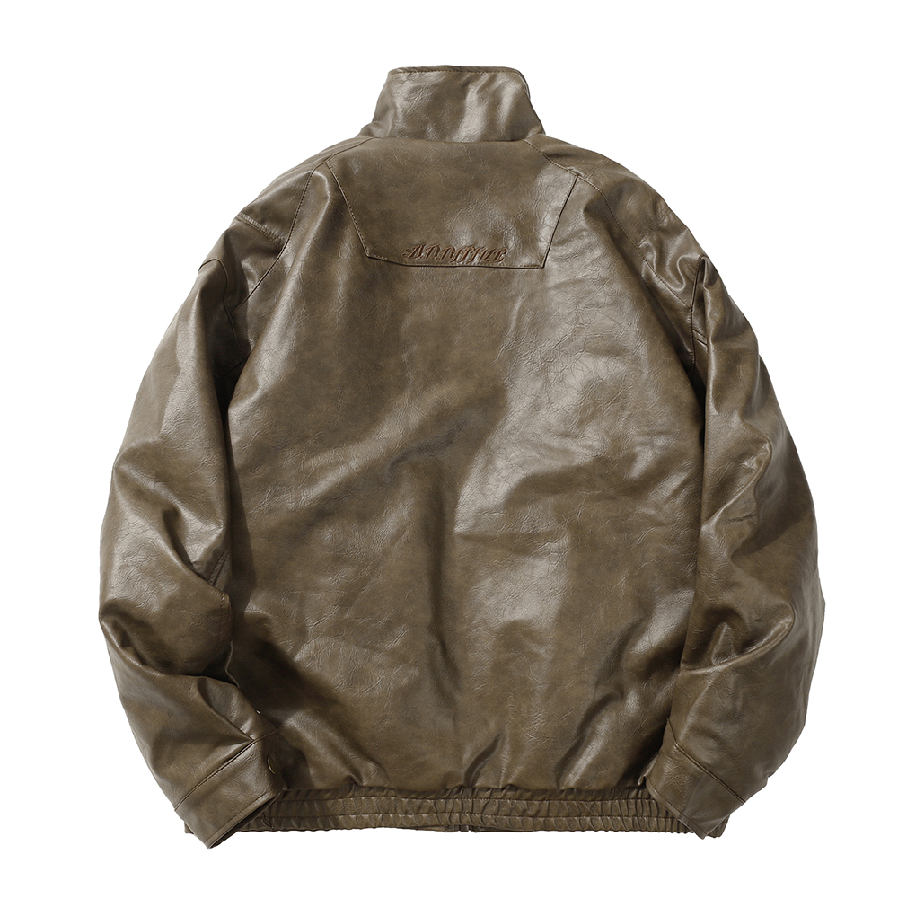 PU Leather Cotton Padded Coat 2