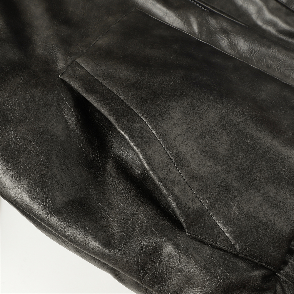 PU Leather Cotton Padded Coat 3