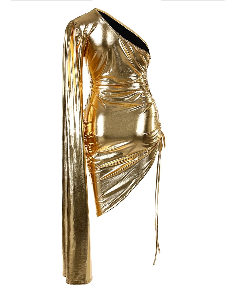 Golden Strap Shoulder Dress Image 5