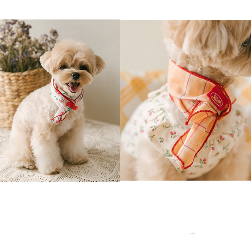 Dog Bib Scarf - Beige Strawberry
