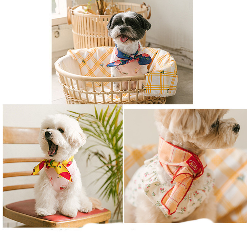 Dog Bib Scarf - Beige Plaid