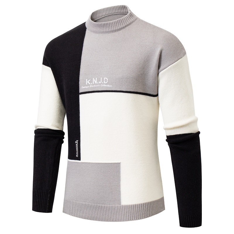 Men's Multi-colored Half-turtleneck Sweater Style 3