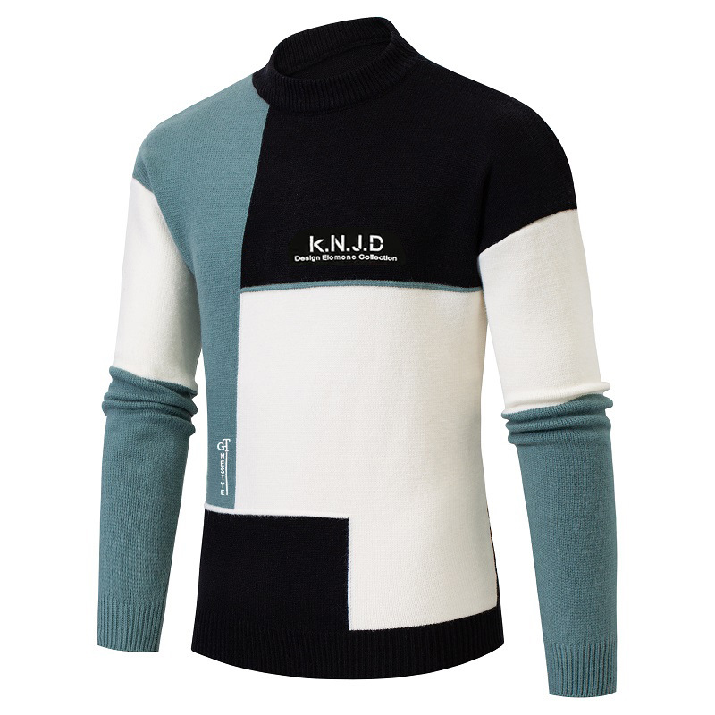 Men's Multi-colored Half-turtleneck Sweater Style 12