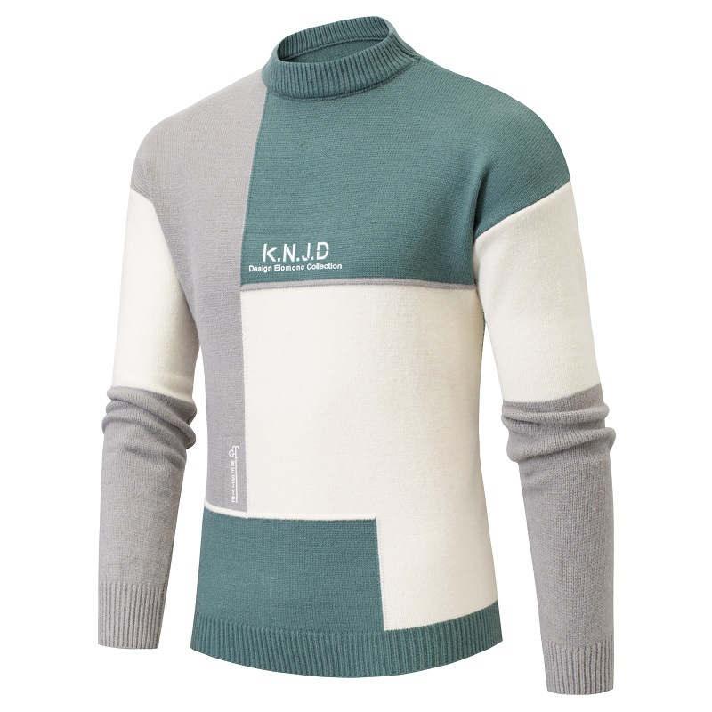 Men's Multi-colored Half-turtleneck Sweater Style 2
