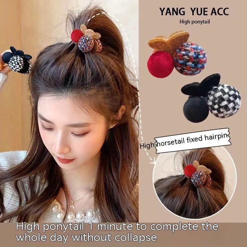 Fur Ball Flocking High Ponytail Cropped Hair Clip