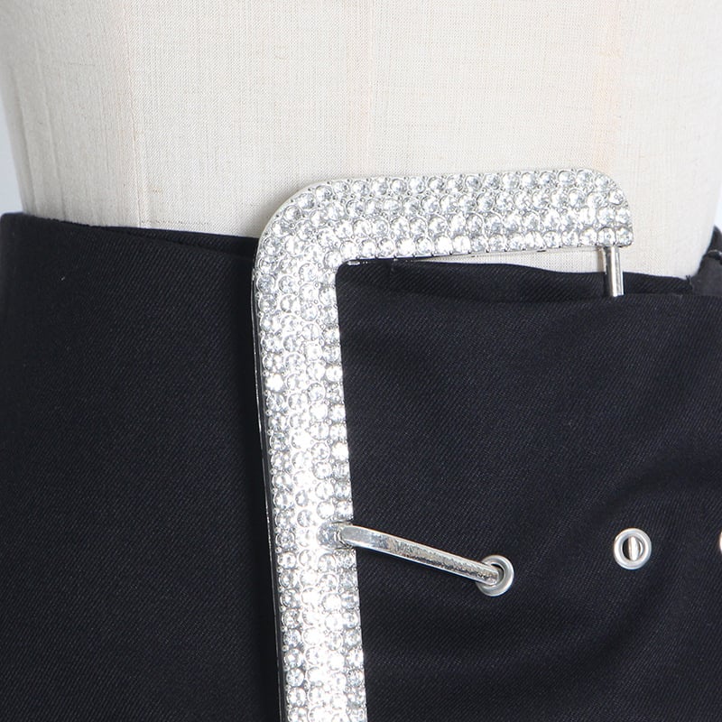 Black Belt Slit Skirt