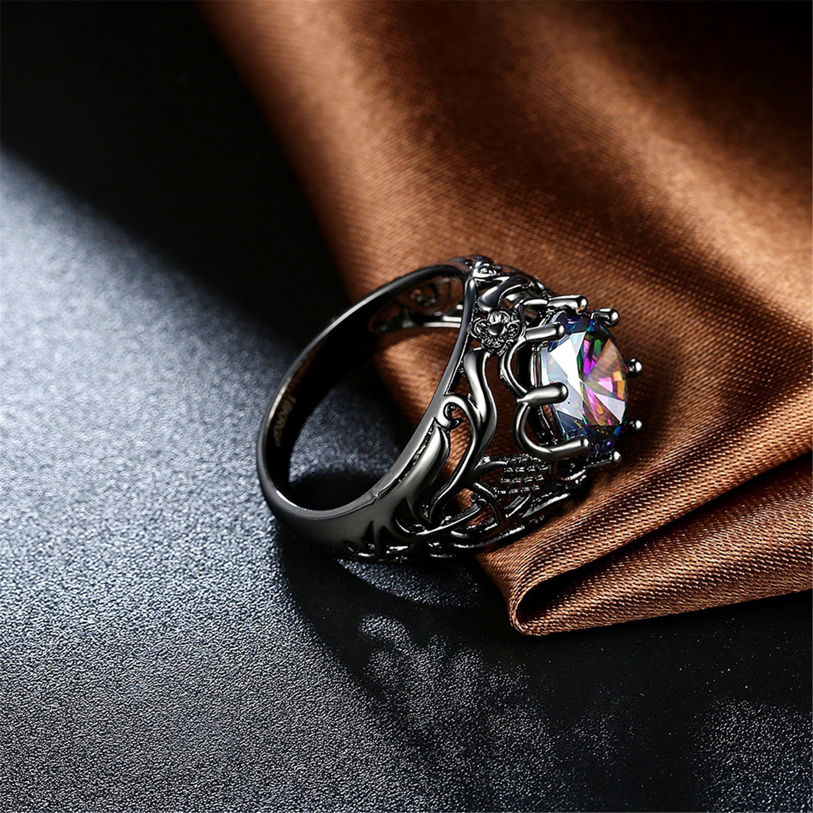 Fashion Color Zircon Hollow Ring 3