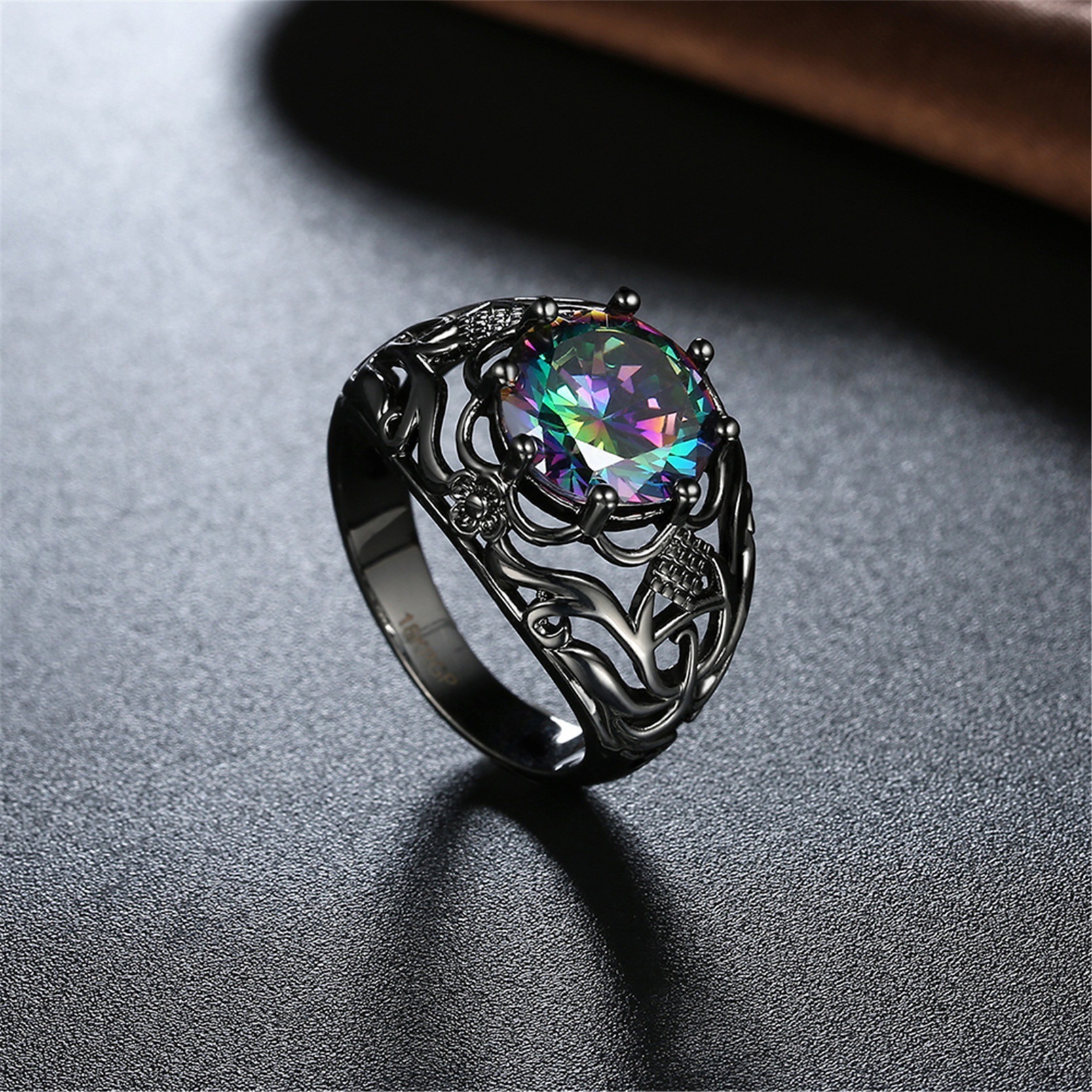 Fashion Color Zircon Hollow Ring 5