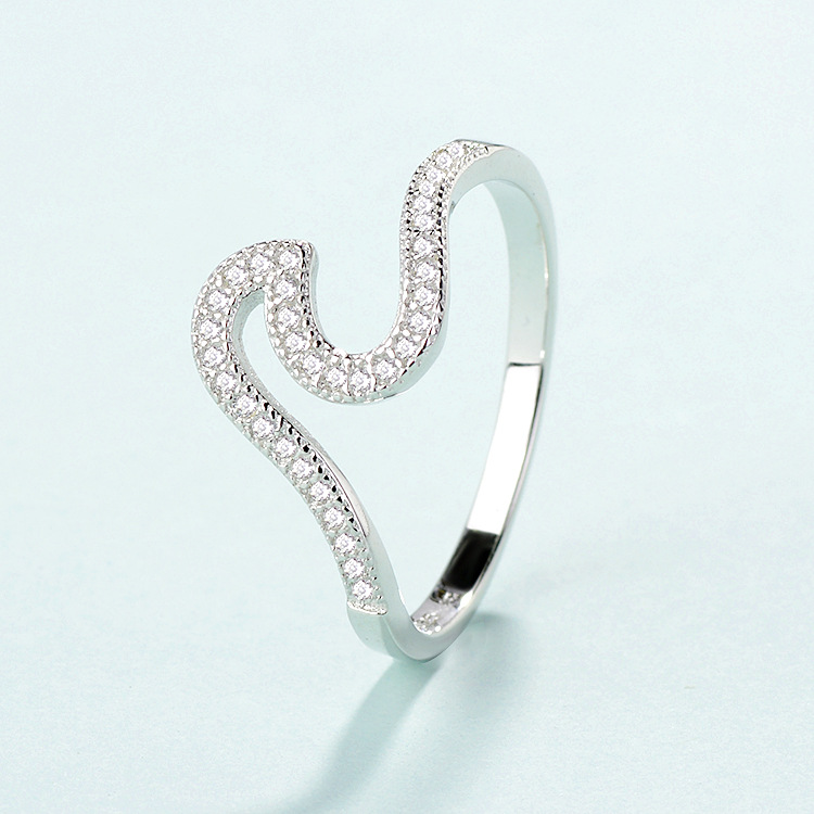 Micro Inlaid Zircon Wave Ring Image 4