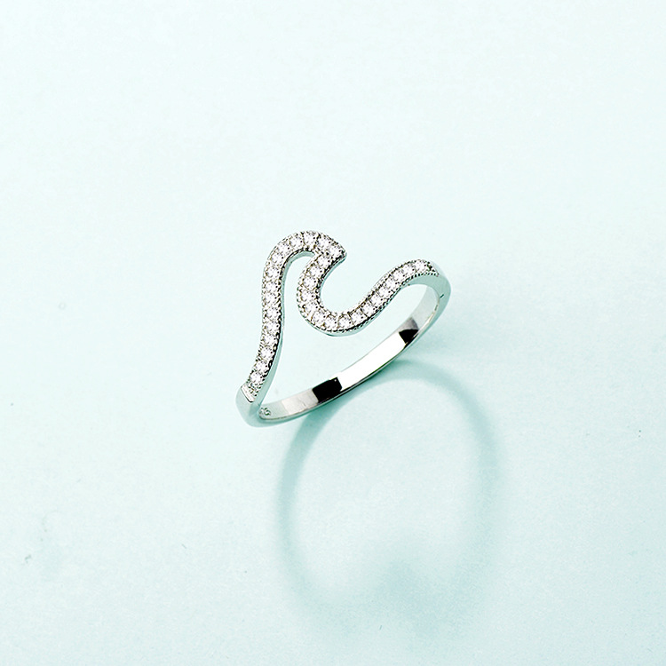 Micro Inlaid Zircon Wave Ring Image 1