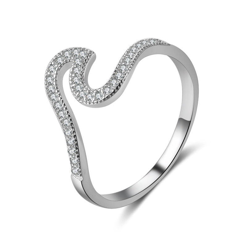 Micro Inlaid Zircon Wave Ring Image 2