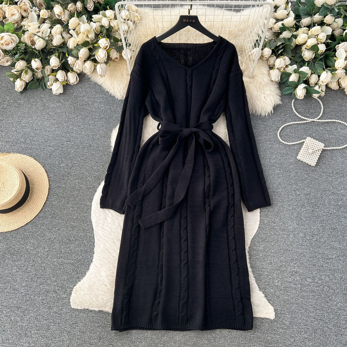 Elegant Knitted Dress - Back View