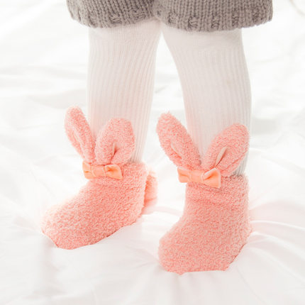 Coral Fleece Cute Little White Rabbit Girls In Tube Socks
