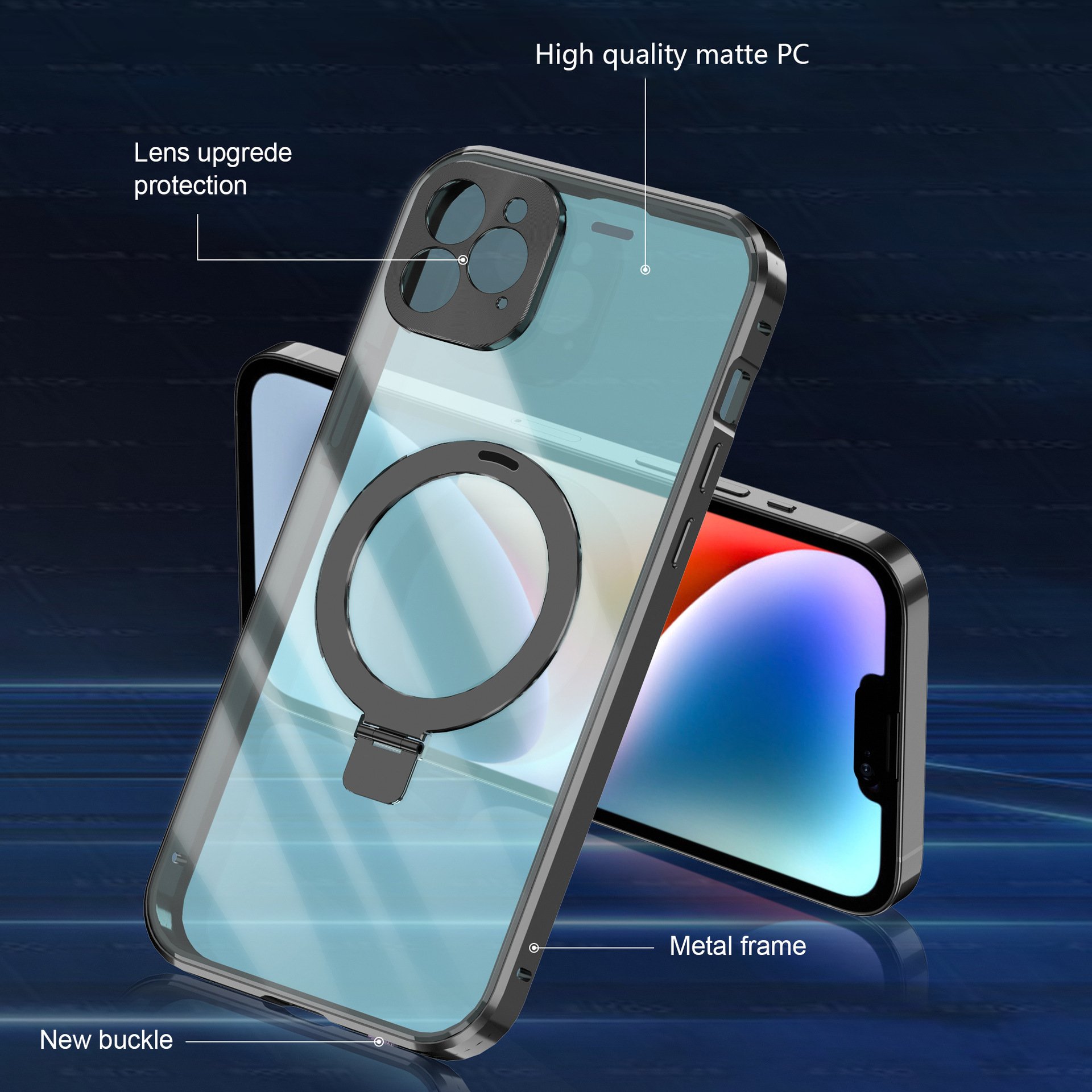 Magnetic Transparent Folding Bracket Phone Case