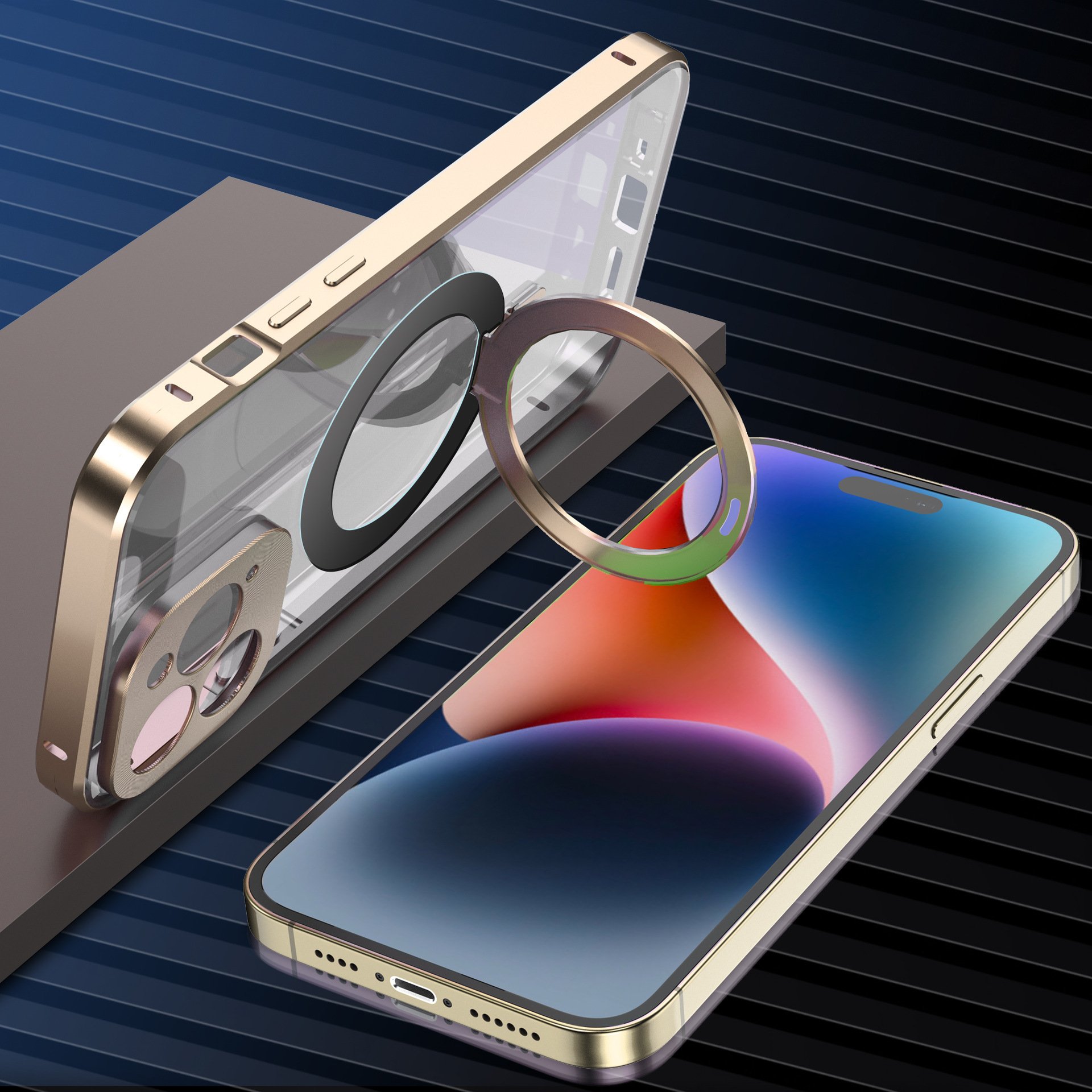 Magnetic Transparent Folding Bracket Phone Case