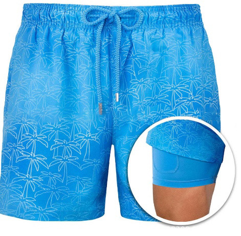 Men's Sports Print Double Layer Polyester Shorts