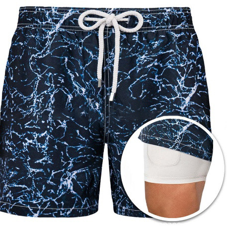 Men's Sports Print Double Layer Polyester Shorts