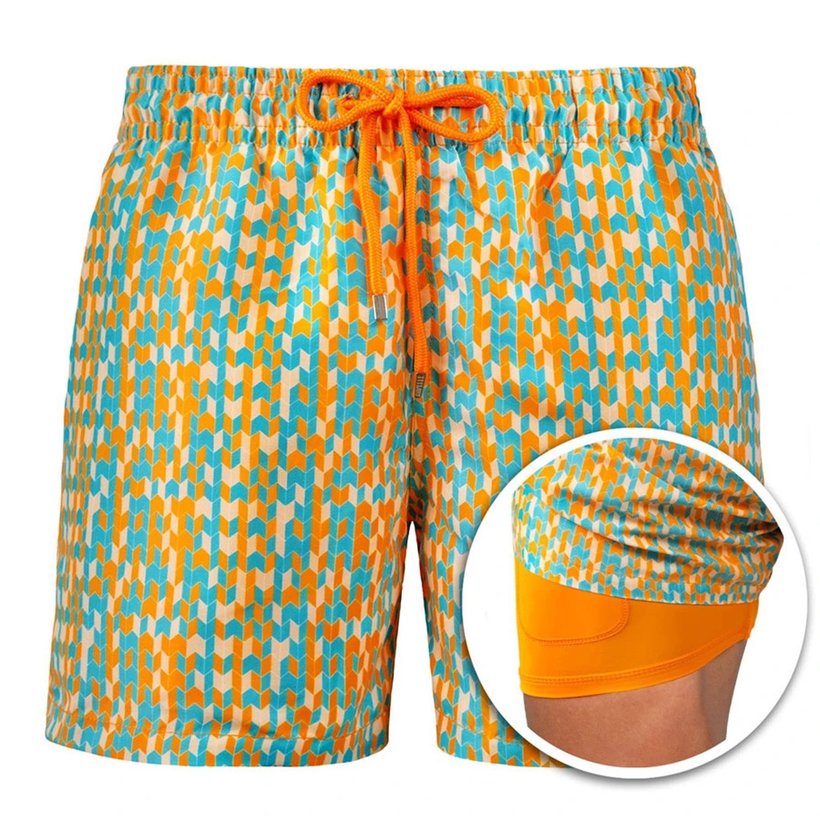 Men's Sports Print Double Layer Polyester Shorts