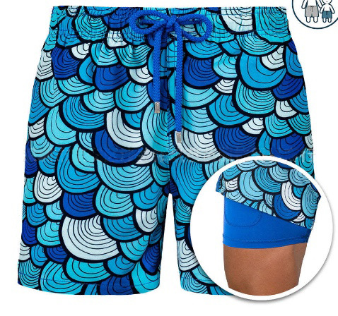 Men's Sports Print Double Layer Polyester Shorts