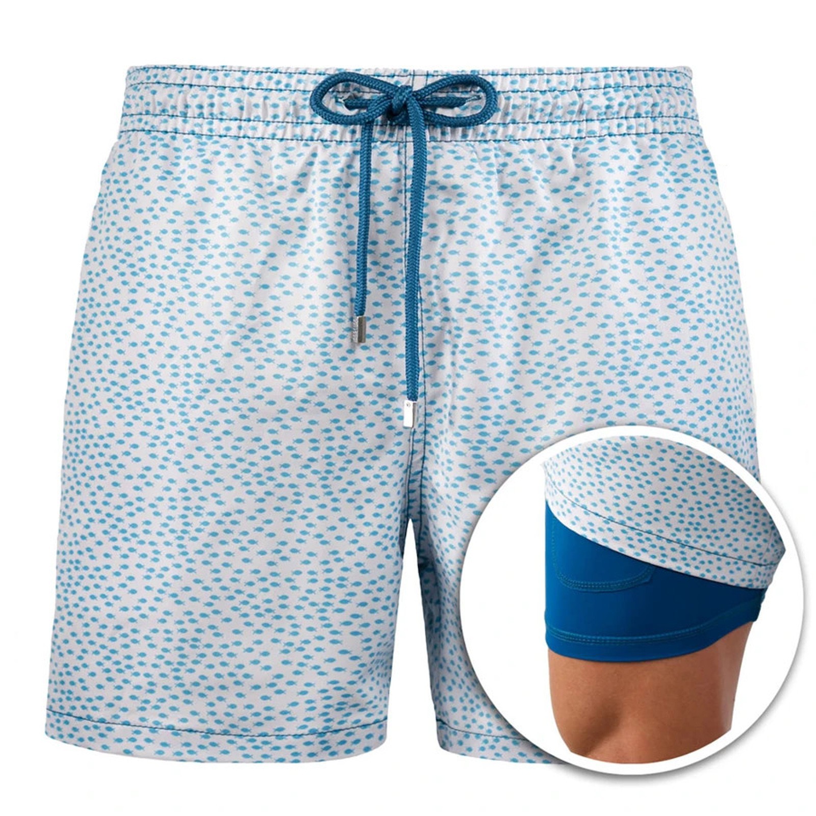 Men's Sports Print Double Layer Polyester Shorts