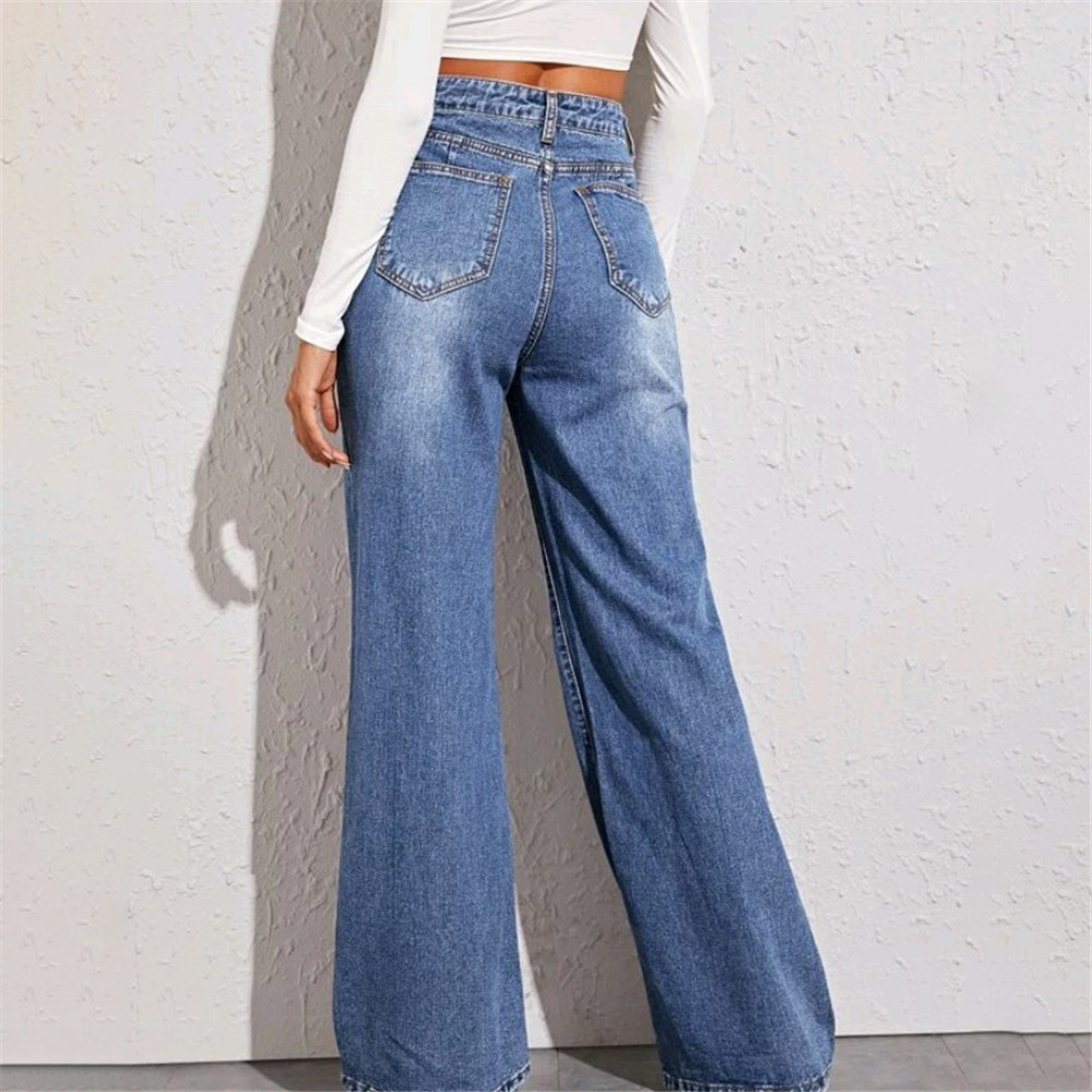 Women's Loose High Waist Wide Leg Jeans Image 5