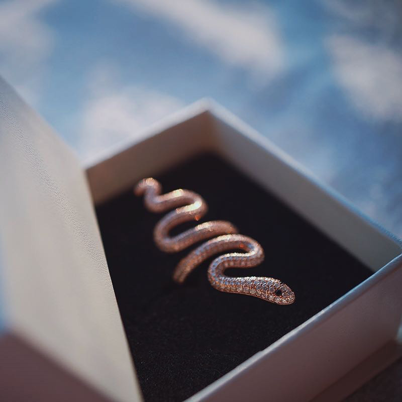 Women's Fashion Temperament Simple Snake Ring - Green