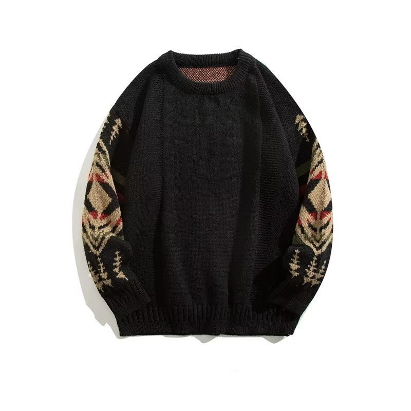 Men's Vintage Ethnic Style Round Neck Sweater Image 7