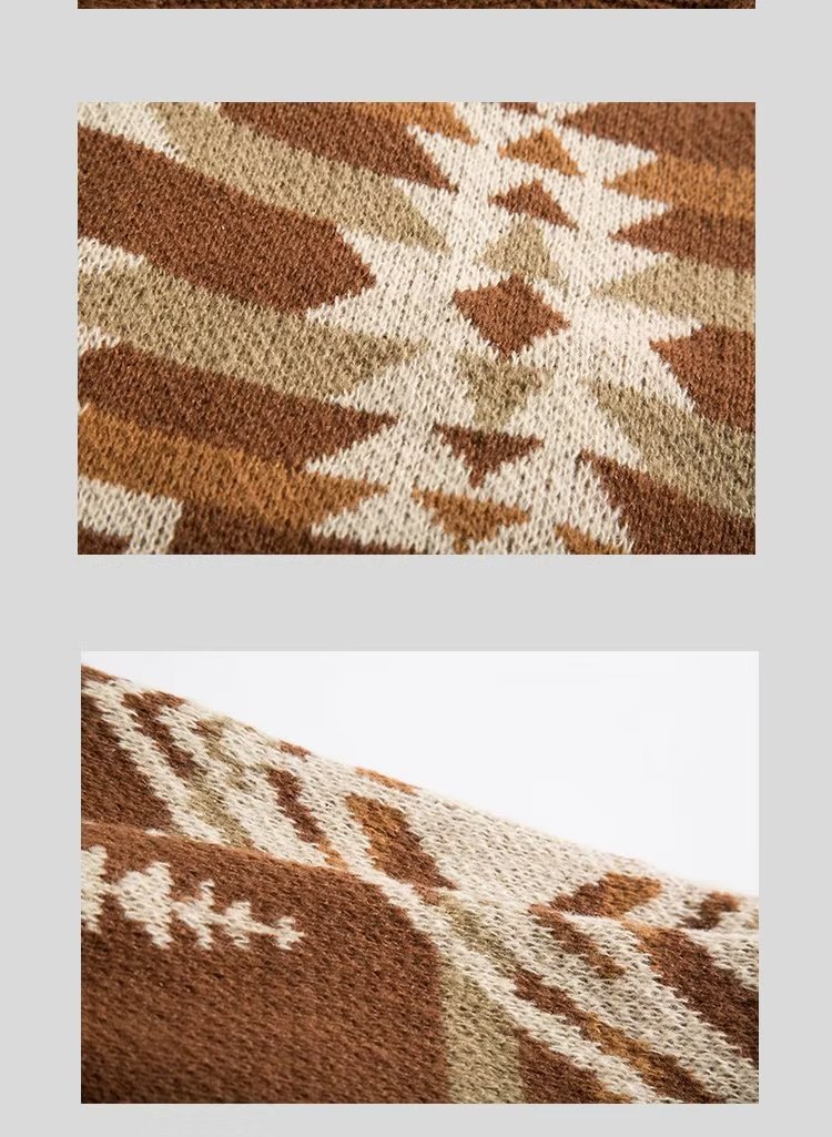 Men's Vintage Ethnic Style Round Neck Sweater Image 3