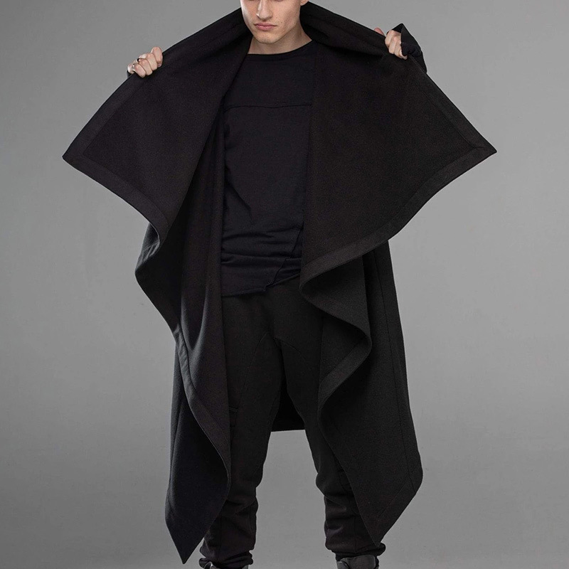 Men's Fashion Cape Punk Irregular Trench Coat Detail