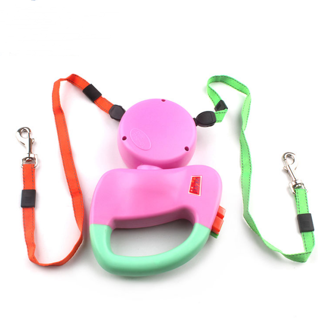 Retractable Dual Pet Dog Walking Leash - Black