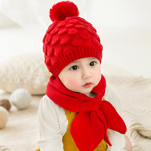 Baby Scarf and Woolen Cap Set Image