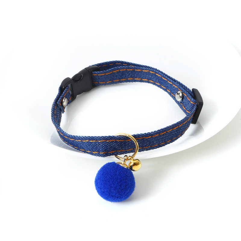 Close-up of denim pet collar