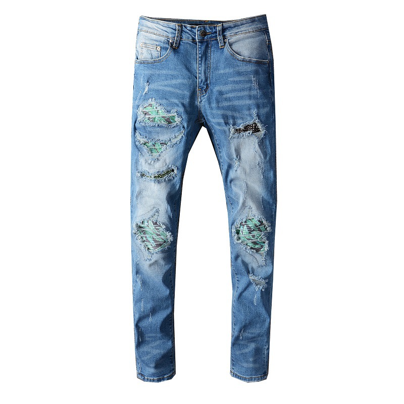 High Street Tide Brand Ripped Hole Jeans