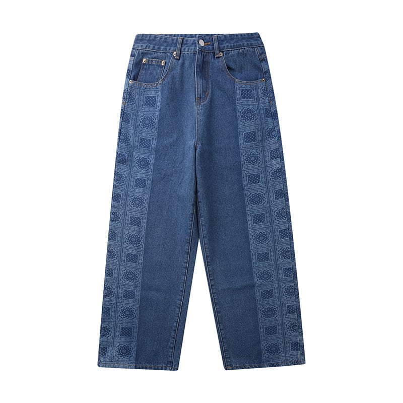 Cashew Flower Black Jeans - Fashionable Look