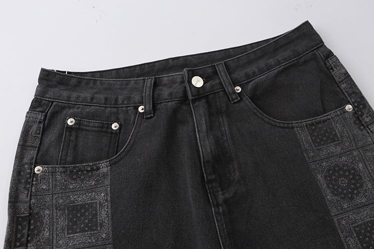 Cashew Flower Black Jeans - Grey