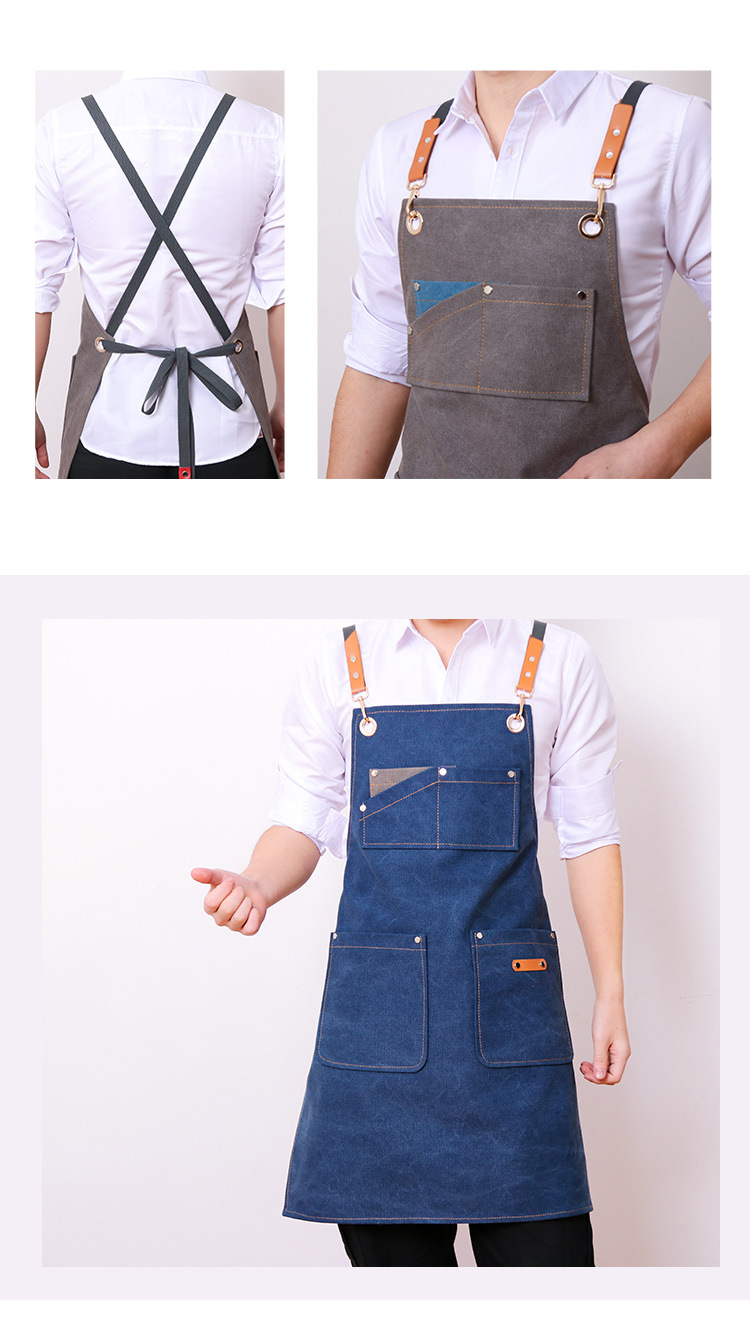 Apron Female Milk Tea Shop Barber Baking Word Denim Overalls | USAdrop