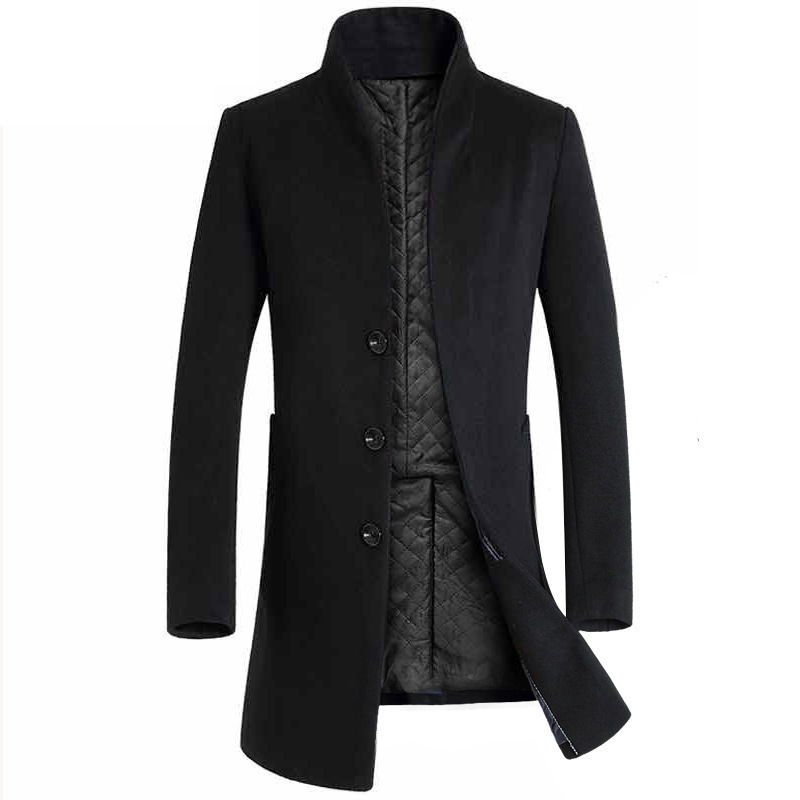 Men's Casual Woolen Coat - Side View