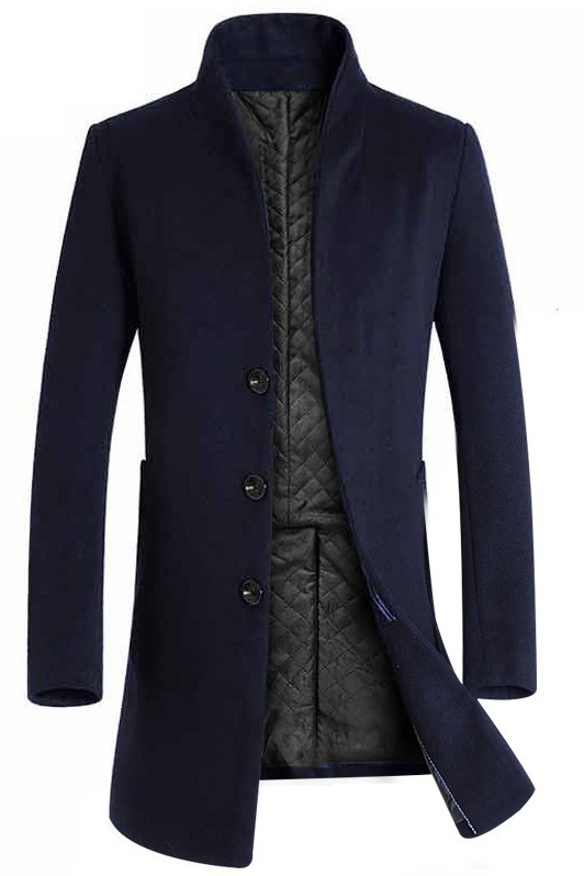 Men's Casual Woolen Coat - Gray
