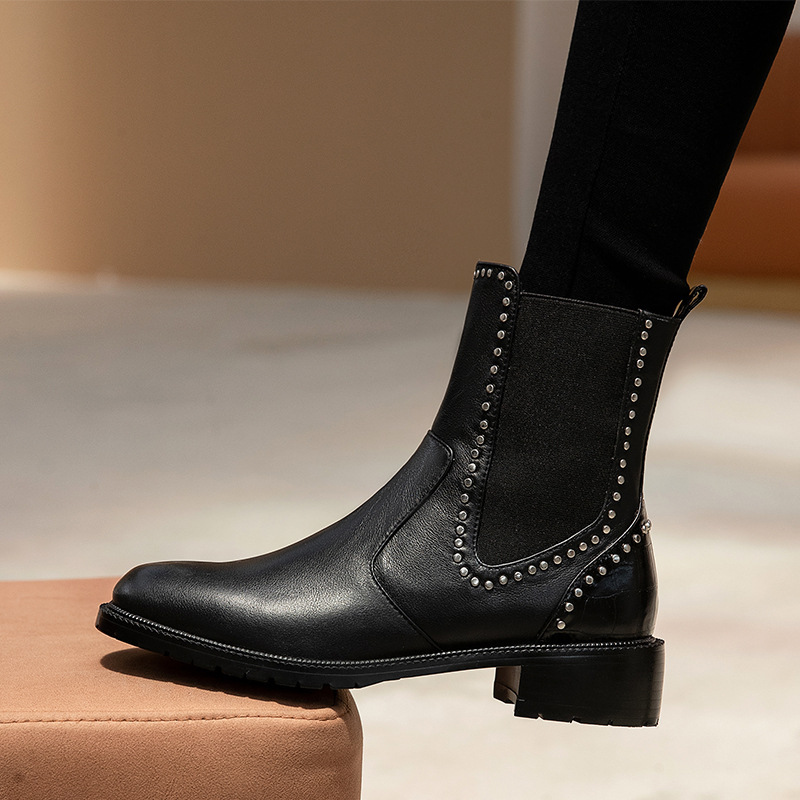 Chunky Heel Studded Martin Boots Lifestyle