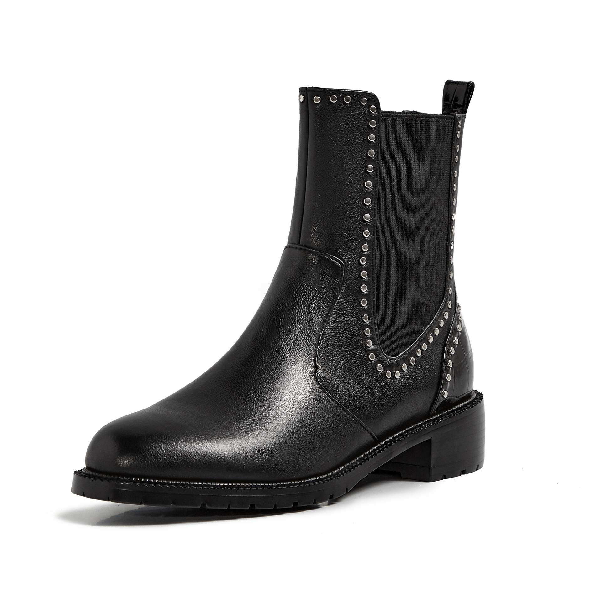 Chunky Heel Studded Martin Boots Detail