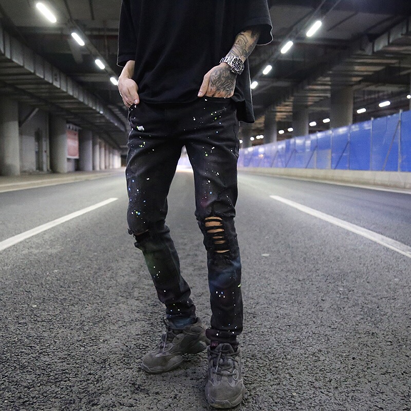 Front view of graffiti jeans