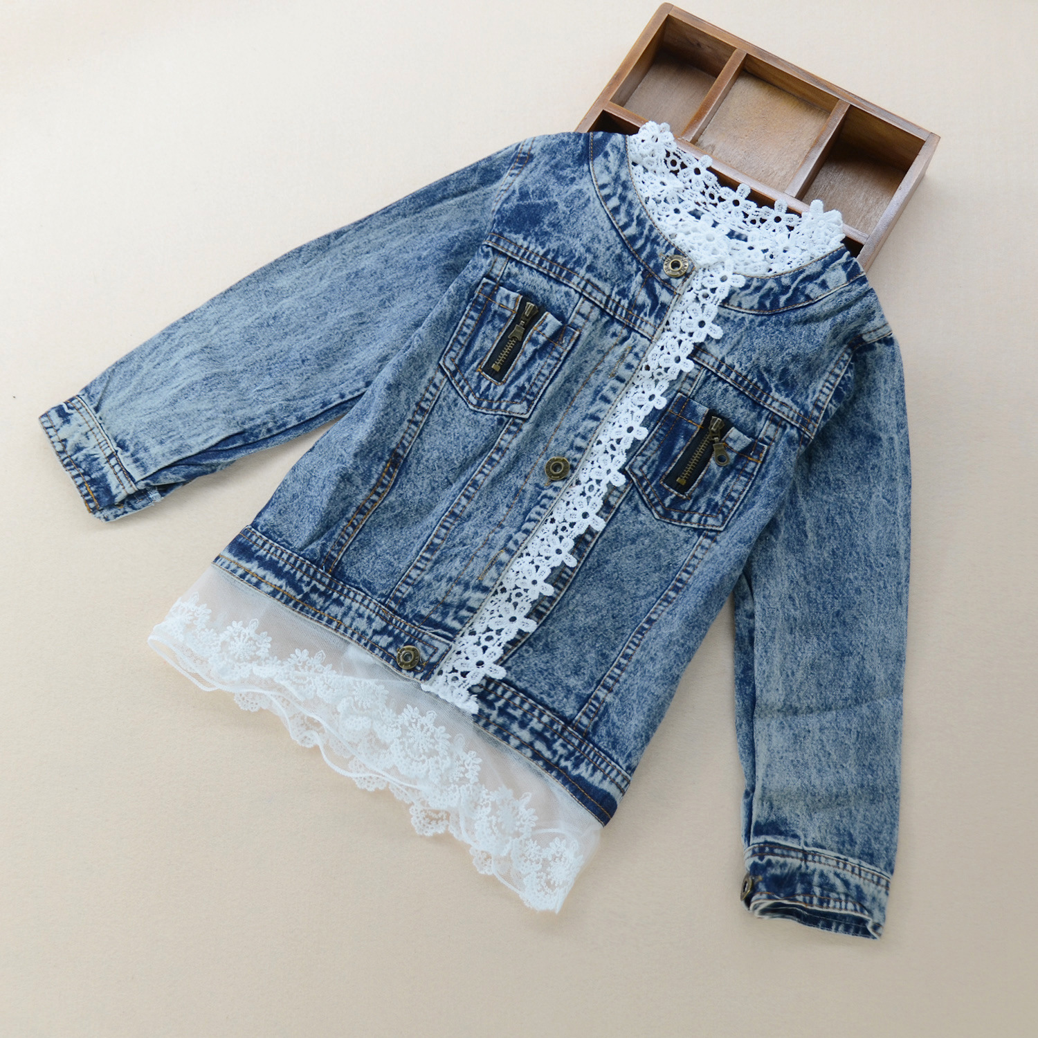 Washed Lace Denim Jacket - Style 3